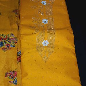 Cotton Semi-stitched Suit Printed Bottom N Dupatta