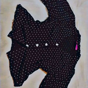 Polka Dot Black Crop Shirt For Women