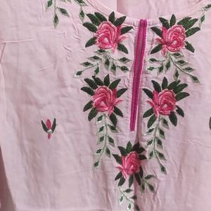 Pink Embroidery Kurti