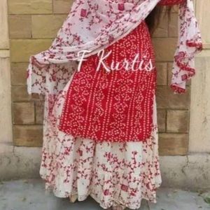 Kurti With Skirt & Duptta