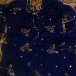 Stitched Navy Blue Party Wear Dress