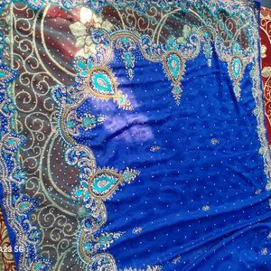 Stich Blue color 💙 silk saree with  blous