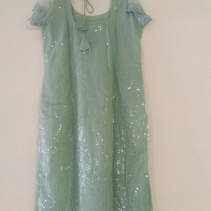 Sequenced Pista Green Kurti