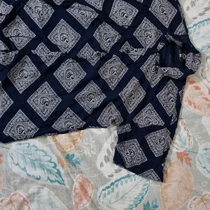 Blue Block Print Shirt For Men