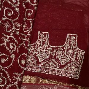 PURE GEORGETTE RED WEDDING SAREE