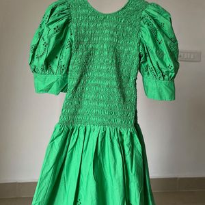 Green Broderie Anglaise Midi Dress