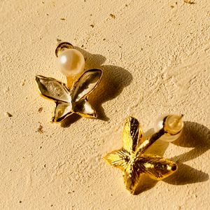 Pearl Hoop Butterfly Charm Earrings
