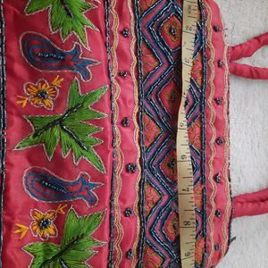 Handbag with Embroidery and Beads.