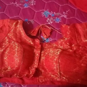 Red Silk Blended Padded Blouse