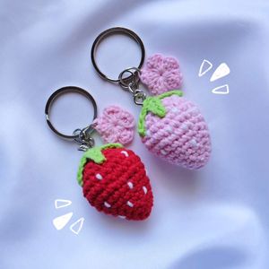 Crochet Strawberry Keychain