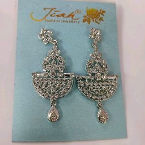 Silver-Plated Crystal Dangle Earrings