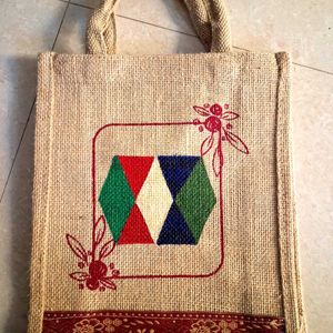 Hand-painted Jute Lunch/Shopping Bag