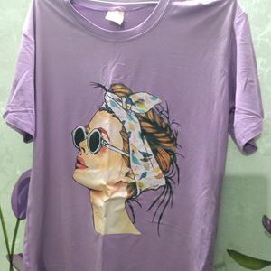 Printed Lavender T-shirt for Women.