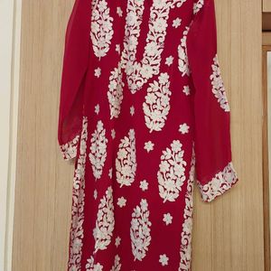 NEW RED KURTI WITH PANT