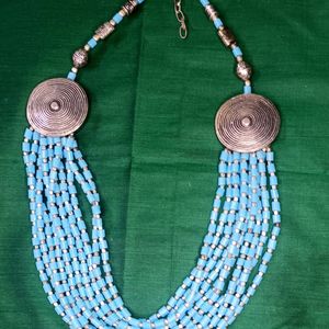 Blue And Silver Multilayer Bohomian Necklace