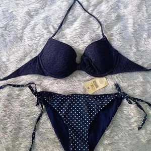 Branded Knotted And Padded Schiffli Bikini