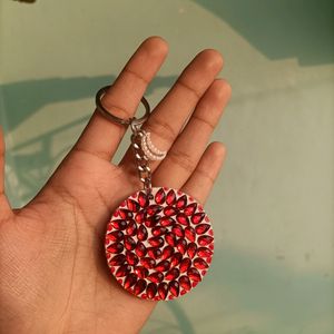 Handmade Kundan Wooden Keychains || Set Of 2