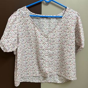 White Top With Floral Design