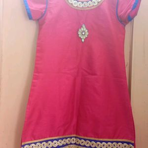 Pink And Blue Kurta Set  For Girls