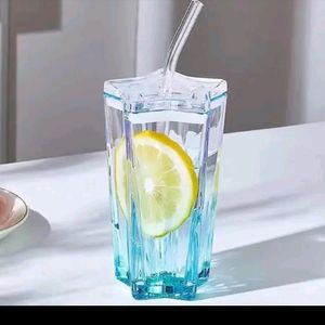 Star Glass Drinking Jar With Straw