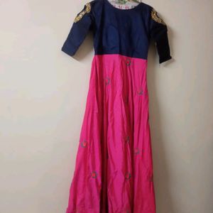 Navy Blue And Pink Women's Gown One Piece