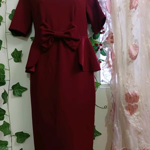 SHEIN maroon Peplum Dress