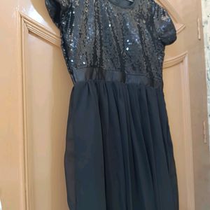 Women Sexy Black Sequence Work Gown Maxi Dress