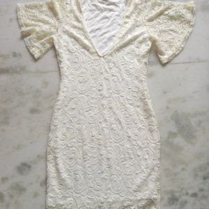 Sexy Cream Mini Dress For Women's