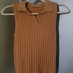 ONLY SL POLO TEE KNIT in Iced Coffee Color