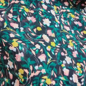 Green Floral Silk Top