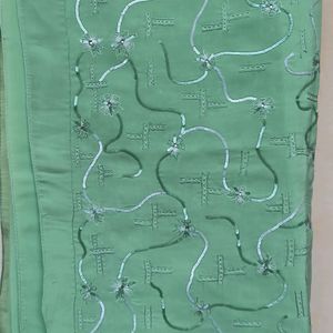 Pista Green Festive Wear Saree With Blouse!