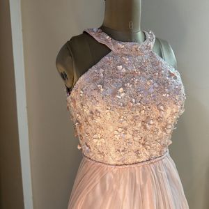 Peach Floral Embellished Gown