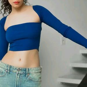 Bonkers Corner Square Neck Cut Out Fitted Crop Top