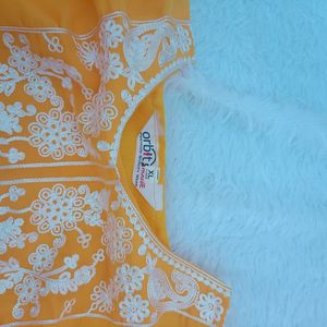 Mustard Chikankari Kurti