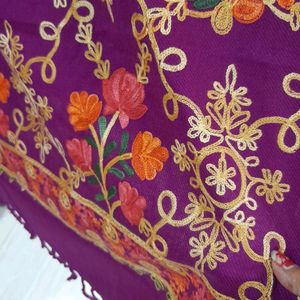 Kashmiri Embroidery Woollen Suit Purple Color