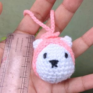 Little Crochet Cat With Hat Charm 🤍🩷