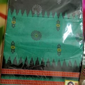 Brass Utensils With Brand New Cotton Saree