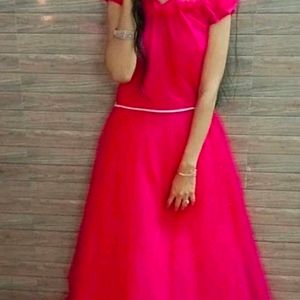 Rose Pink Gown With Cancan