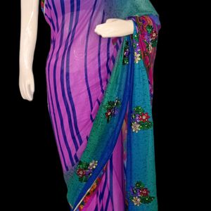 New Multicolored Saree With Blouse Pc