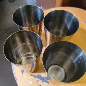 4 Set Of Steel Glass