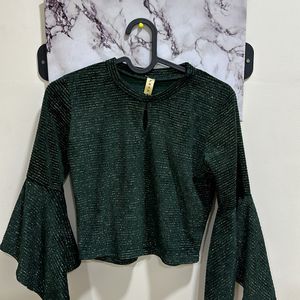 Silver Shimmer Green Top