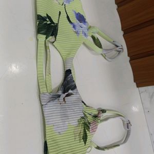 Green Flower Design Bra For Girls