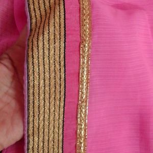 Beautiful Pink Golden Touch Sari