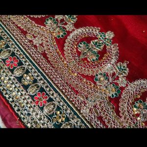 @1499 Heavy Designer Red Bridal Saree