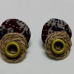 Handmade Fabric Studs With Ring