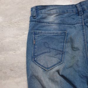 Plain Blue Recap Denim Jeans