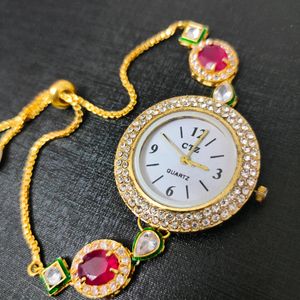 Kundan Analogue Watch For Women