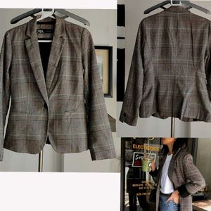 Zara Plaid Relaxed Single Breasted Blazer