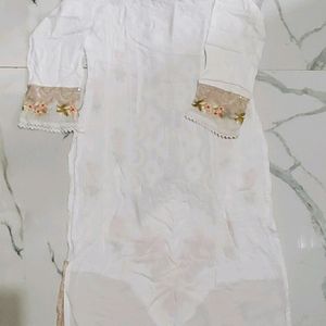 Stitched Pakistani White Suit With Dupatta