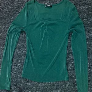 Square Neck Glittery Green Top (NEW)